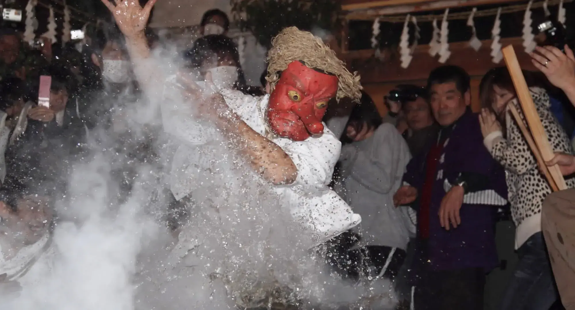 A tengu causing mischief at Shinmei Shrine